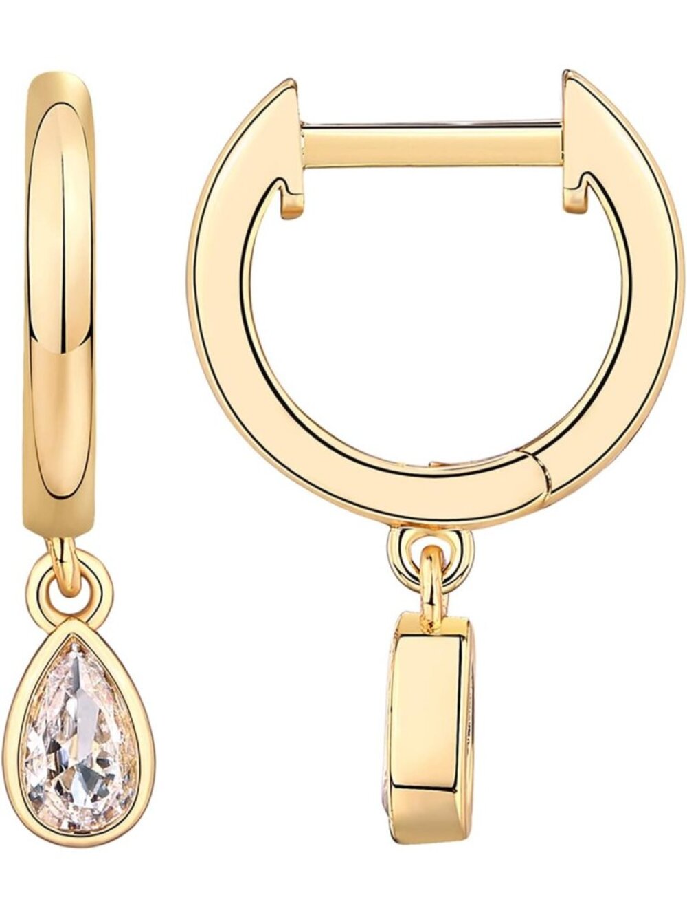 Dainty 14K Gold Plated Huggie Hoop Earrings with Charming Motifs for Women